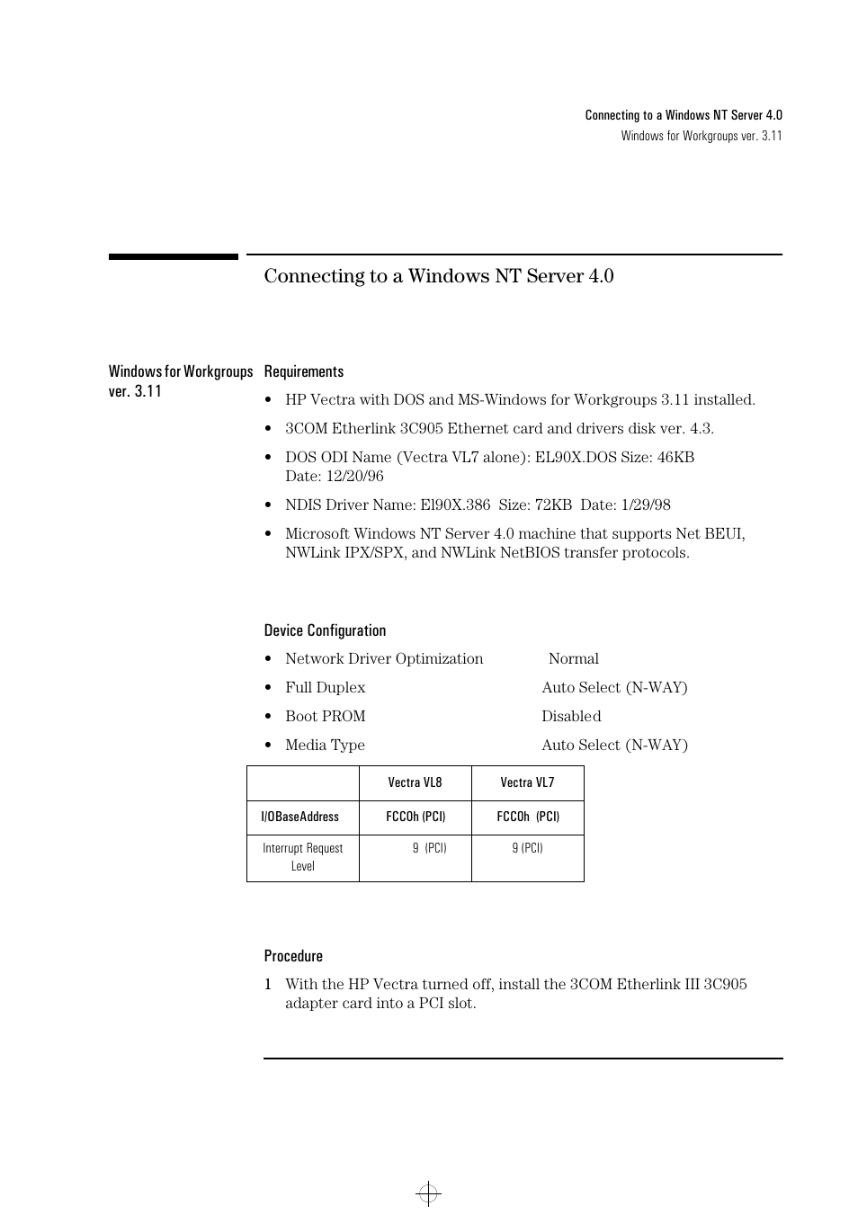 Connecting to a windows nt server 4.0 | HP 3C905-TX User Manual | Page 28 / 42