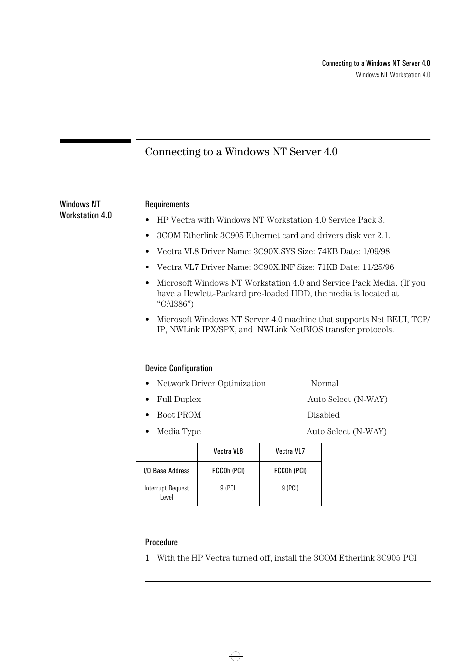Connecting to a windows nt server 4.0 | HP 3C905-TX User Manual | Page 37 / 42
