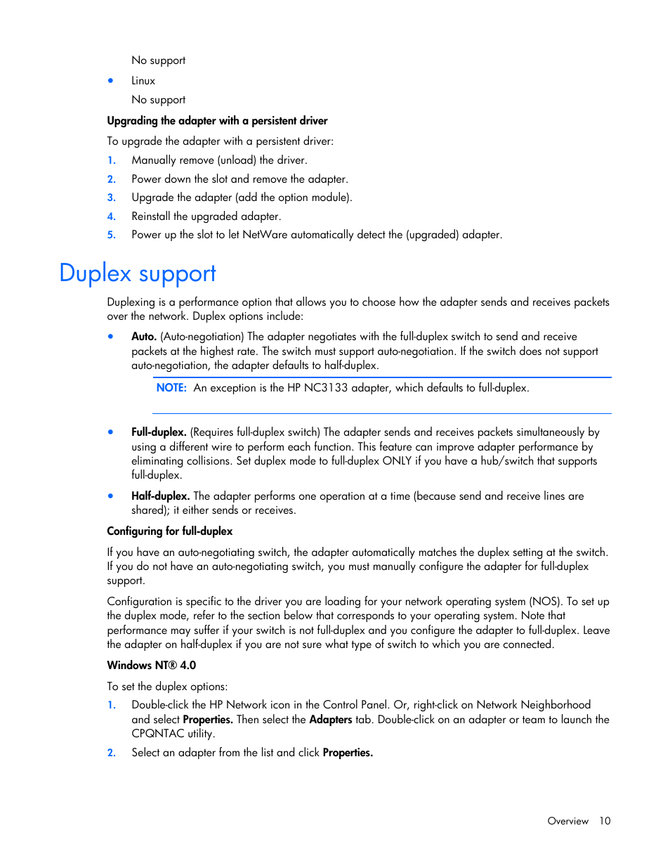 Duplex support | HP 441877-00B User Manual | Page 10 / 176