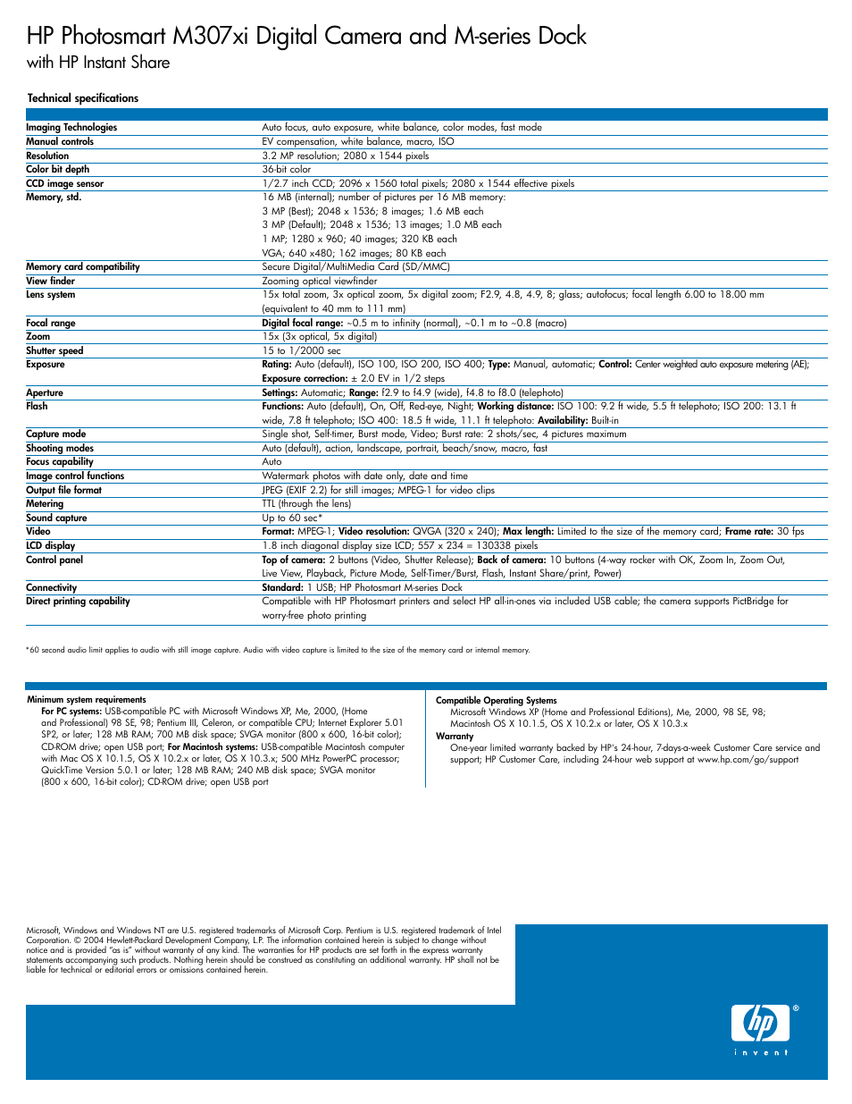 With hp instant share | HP PhotoSmart M307xi User Manual | Page 3 / 4
