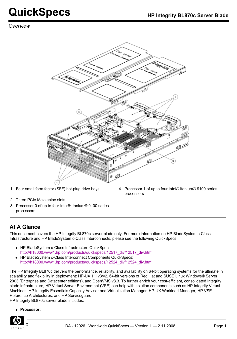 HP Integrity BL870c User Manual | 27 pages