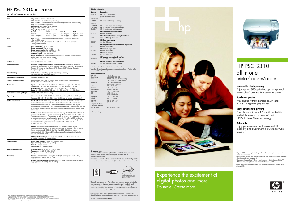 HP PSC-2310 User Manual | 2 pages