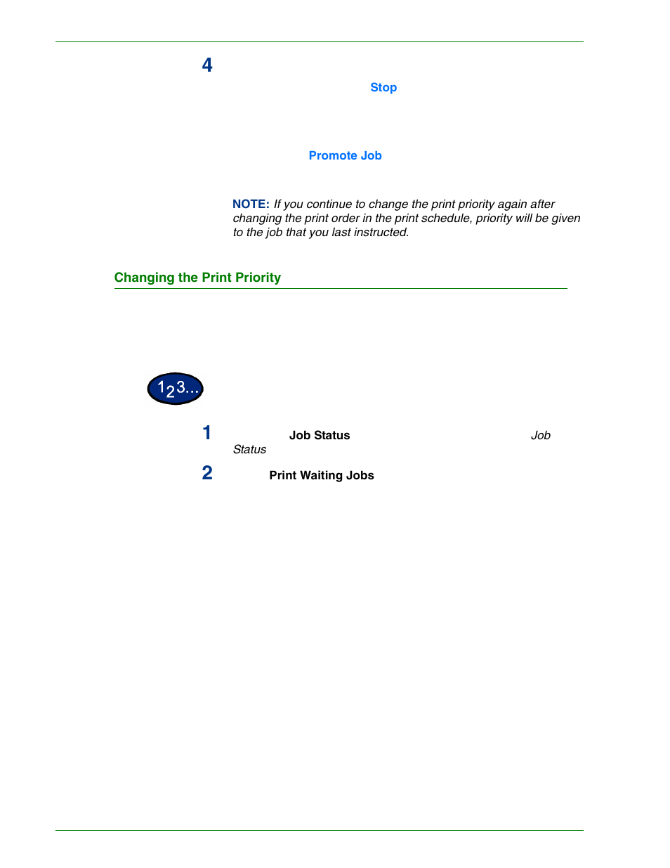 Changing the print priority, Changing the print priority 1–87 | HP 3535 User Manual | Page 105 / 268