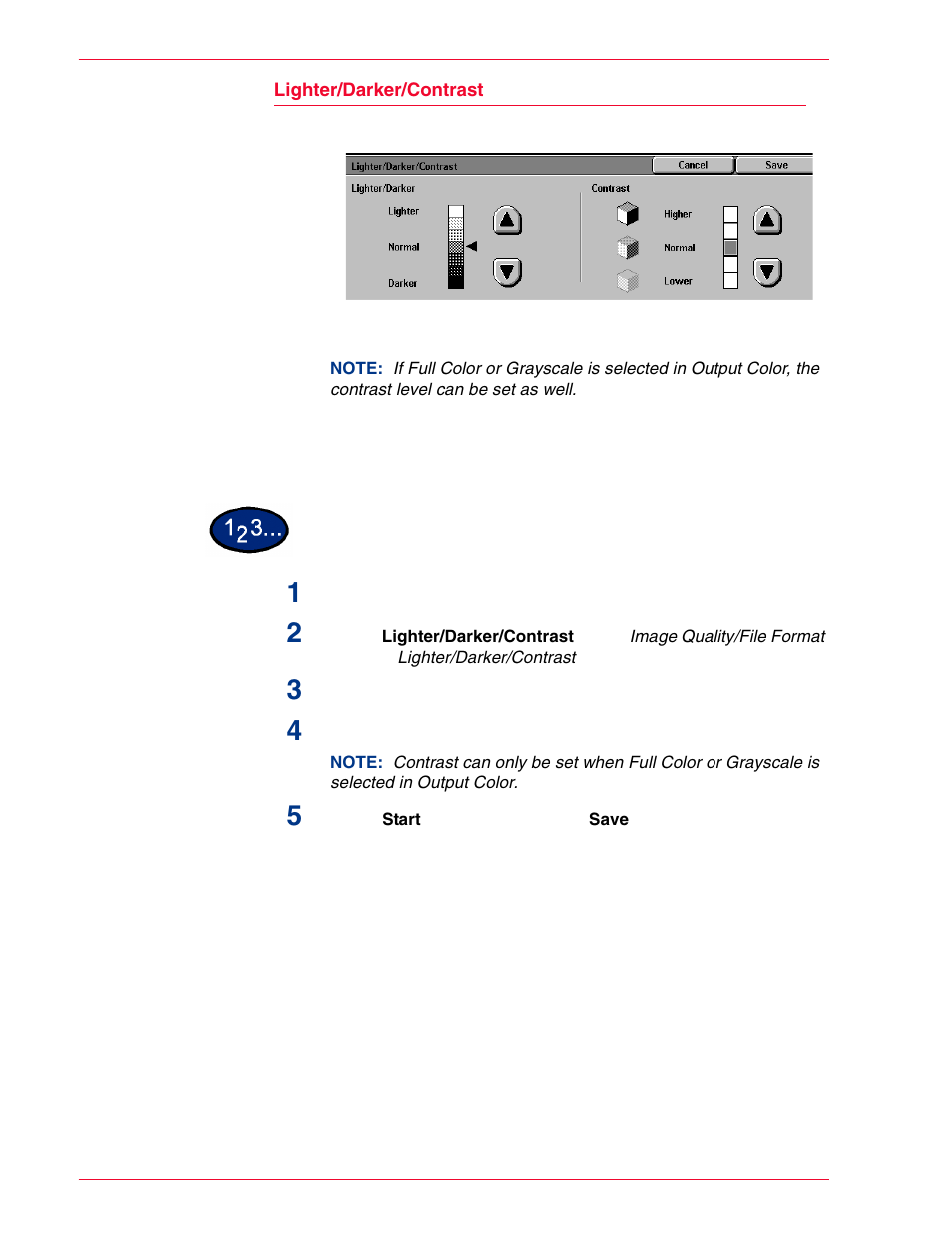 Lighter/darker/contrast | HP 3535 User Manual | Page 134 / 268