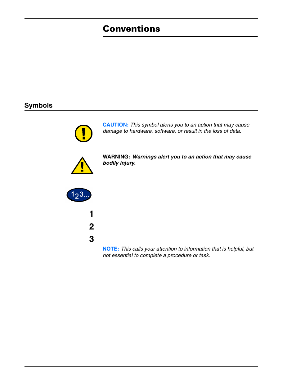 Symbols, Conventions xviii, Symbols xviii | Conventions | HP 3535 User Manual | Page 18 / 268