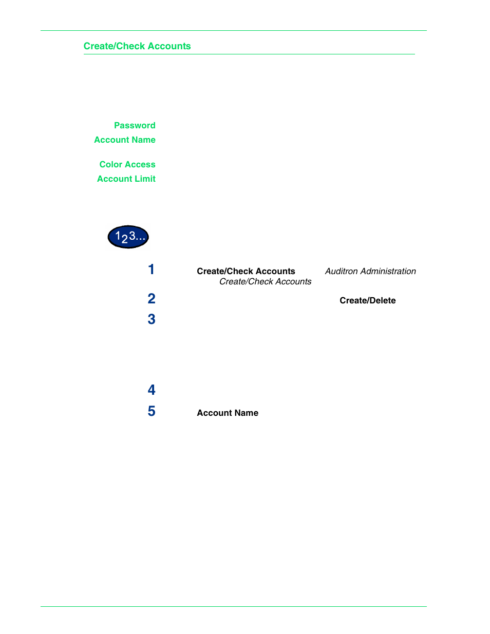Create/check accounts, Create/check accounts 4–57 | HP 3535 User Manual | Page 195 / 268