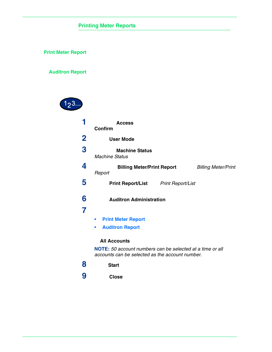 Printing meter reports | HP 3535 User Manual | Page 200 / 268