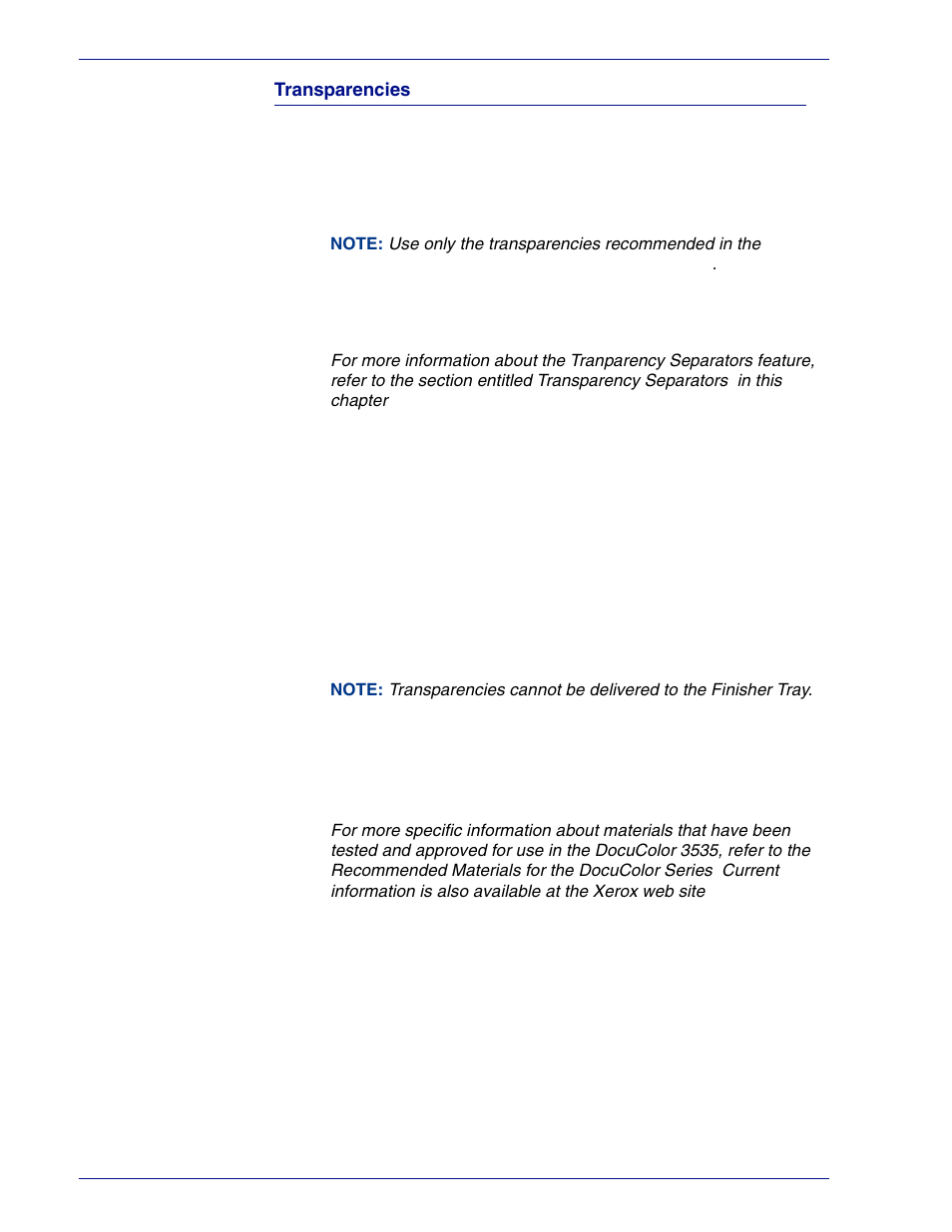 Transparencies | HP 3535 User Manual | Page 206 / 268