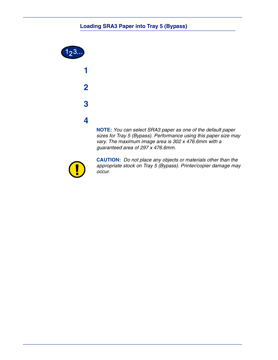 Loading sra3 paper into tray 5 (bypass) | HP 3535 User Manual | Page 211 / 268