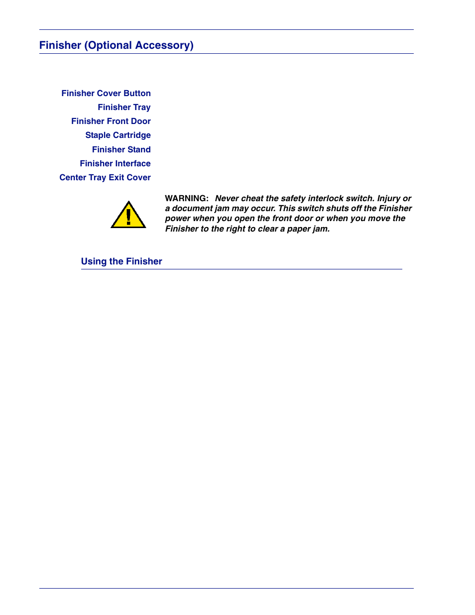 Finisher (optional accessory), Using the finisher, Finisher (optional accessory) 5–14 | Using the finisher 5–14 | HP 3535 User Manual | Page 214 / 268