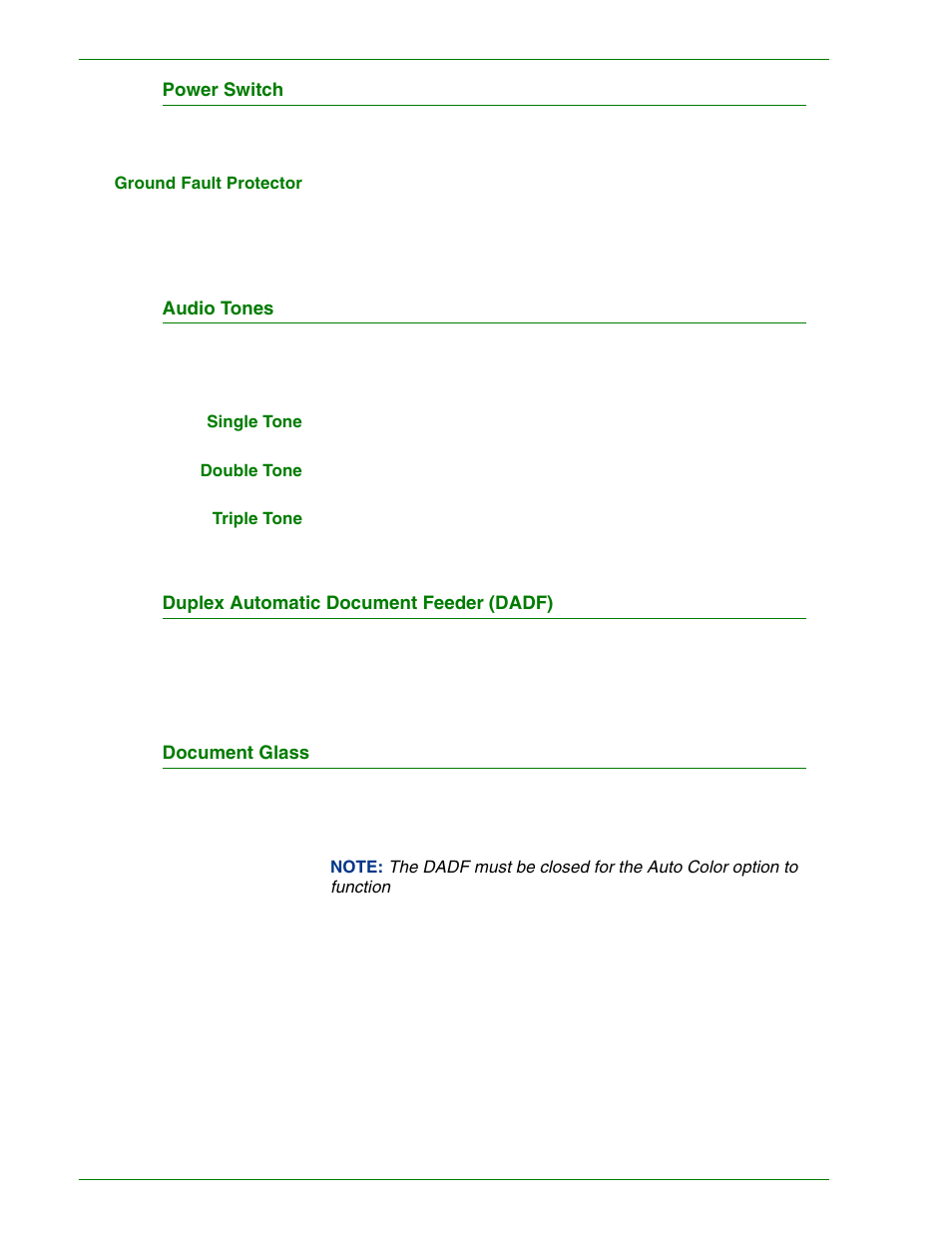 Power switch, Audio tones, Duplex automatic document feeder (dadf) | Document glass, Power switch 1–8, Audio tones 1–8, Duplex automatic document feeder (dadf) 1–8, Document glass 1–8 | HP 3535 User Manual | Page 26 / 268