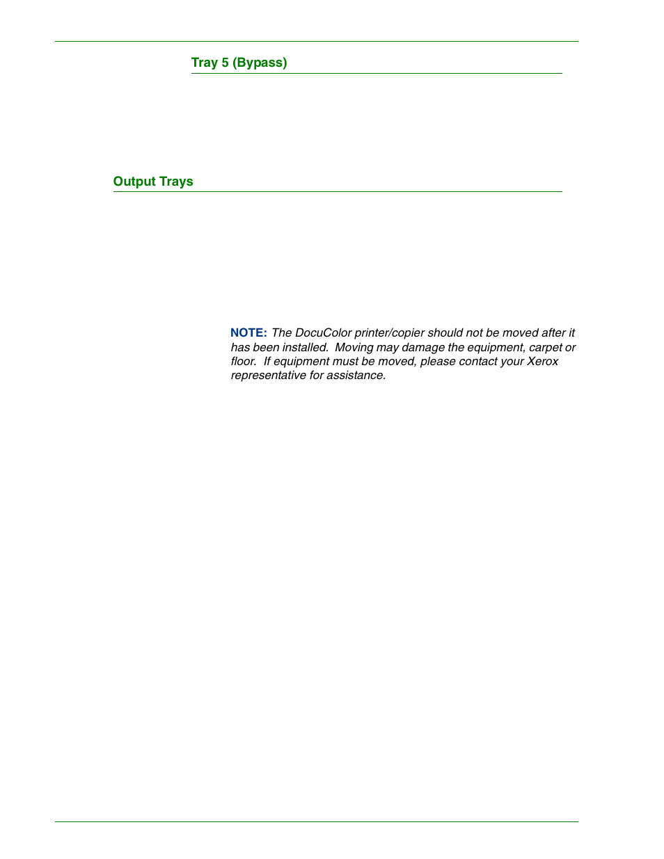 Tray 5 (bypass), Output trays, Output trays 1–10 | HP 3535 User Manual | Page 28 / 268