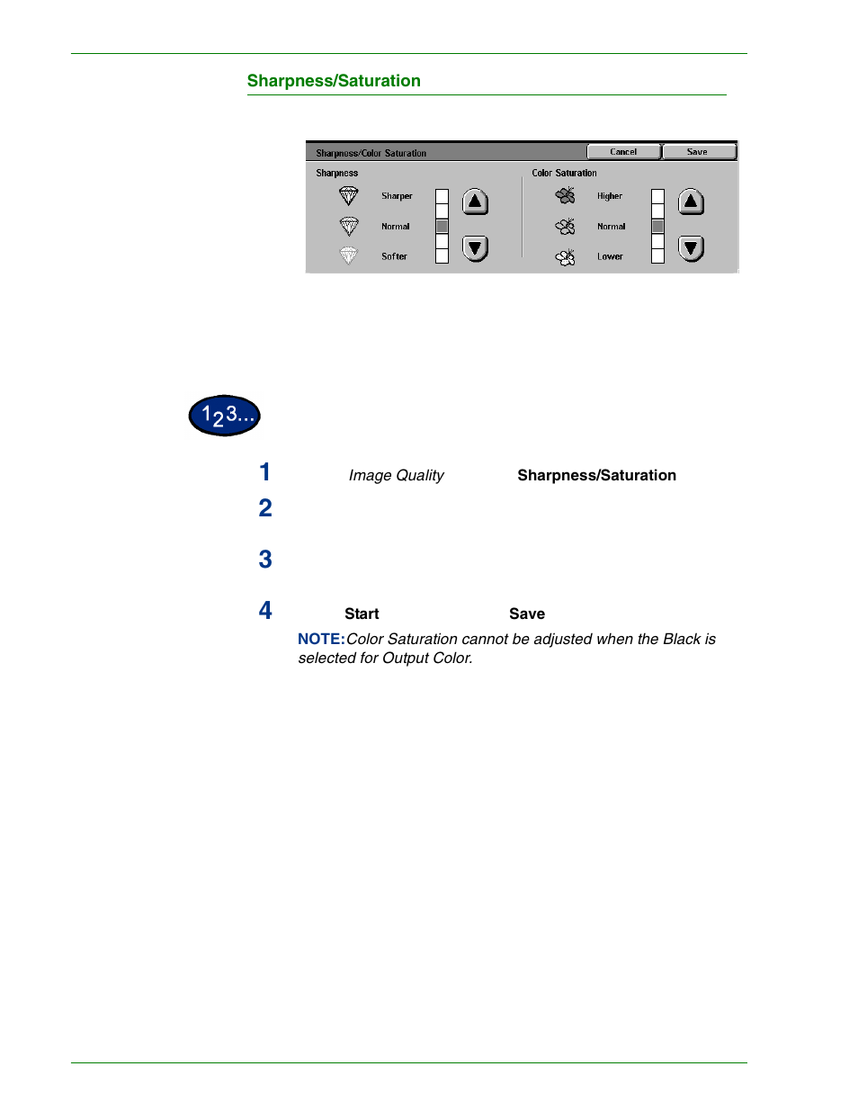 Sharpness/saturation | HP 3535 User Manual | Page 66 / 268