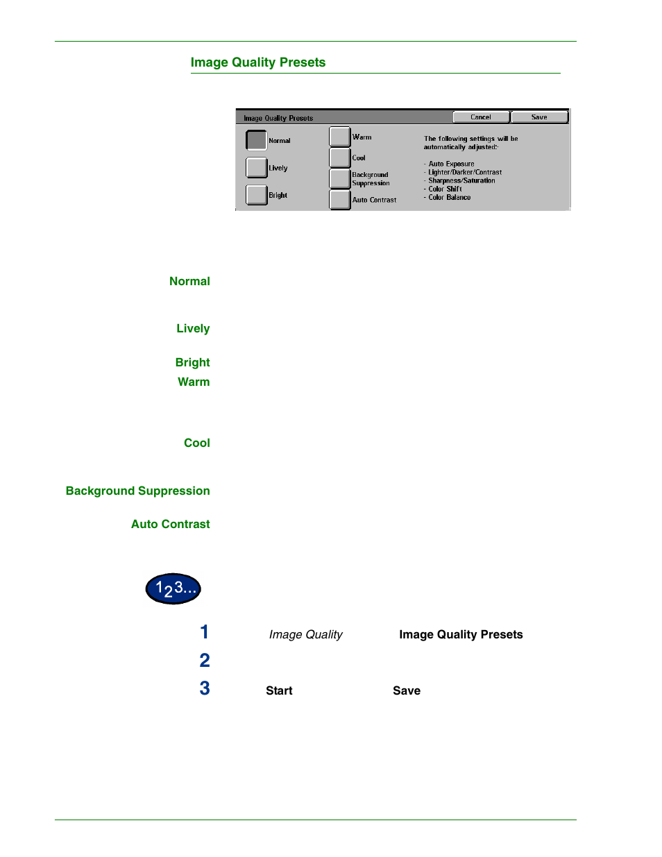 Image quality presets | HP 3535 User Manual | Page 69 / 268