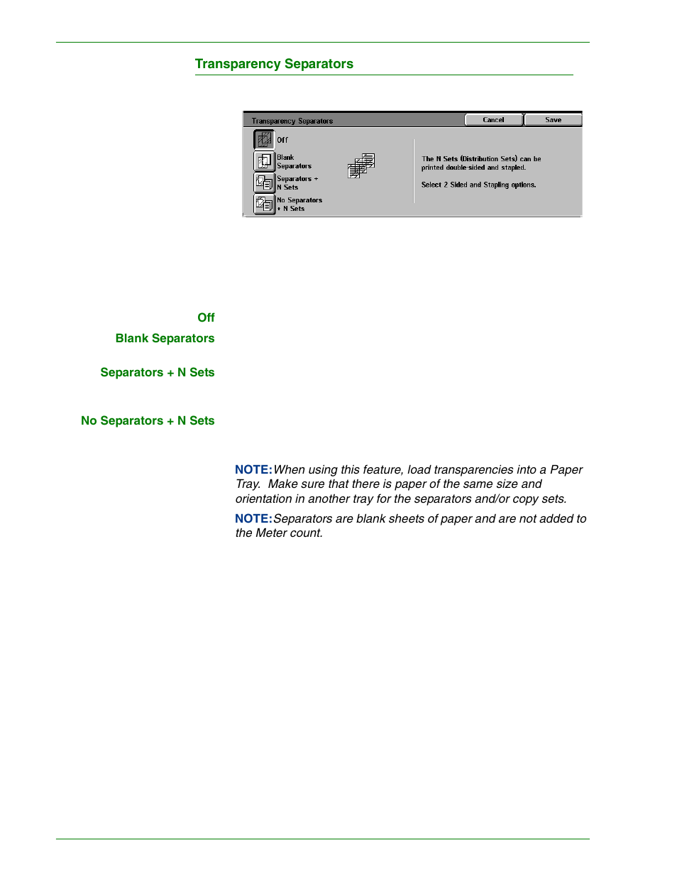 Transparency separators | HP 3535 User Manual | Page 74 / 268