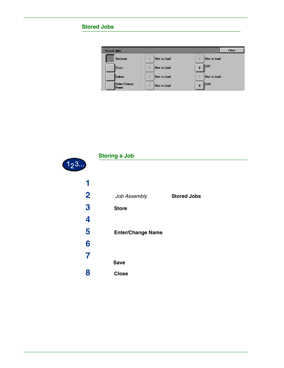 Stored jobs, Storing a job | HP 3535 User Manual | Page 95 / 268