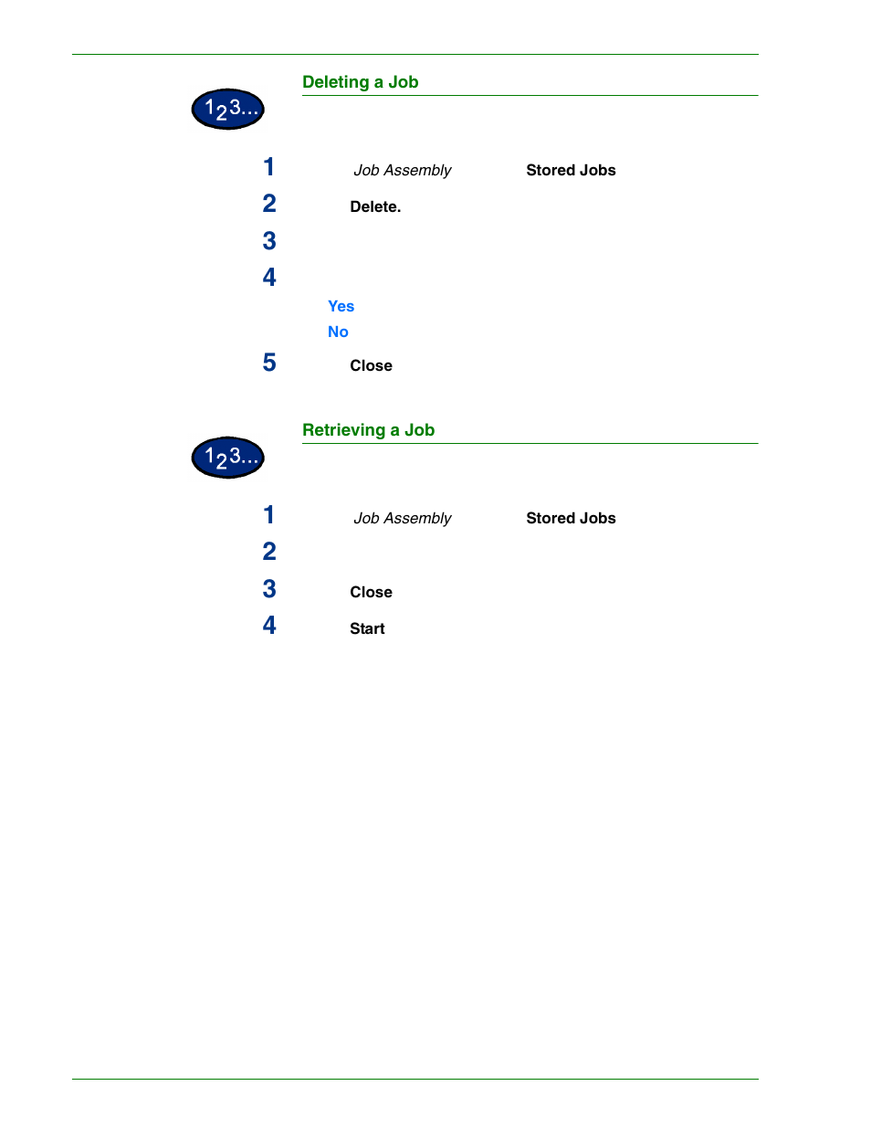 Deleting a job, Retrieving a job | HP 3535 User Manual | Page 96 / 268