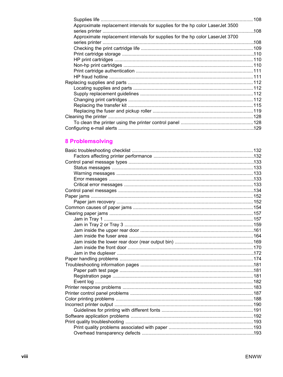 HP 3500 User Manual | Page 10 / 252