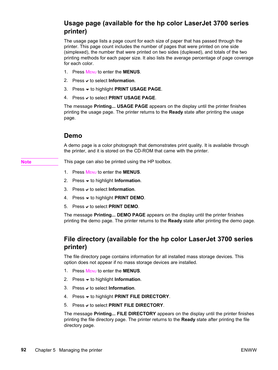 Demo | HP 3500 User Manual | Page 104 / 252