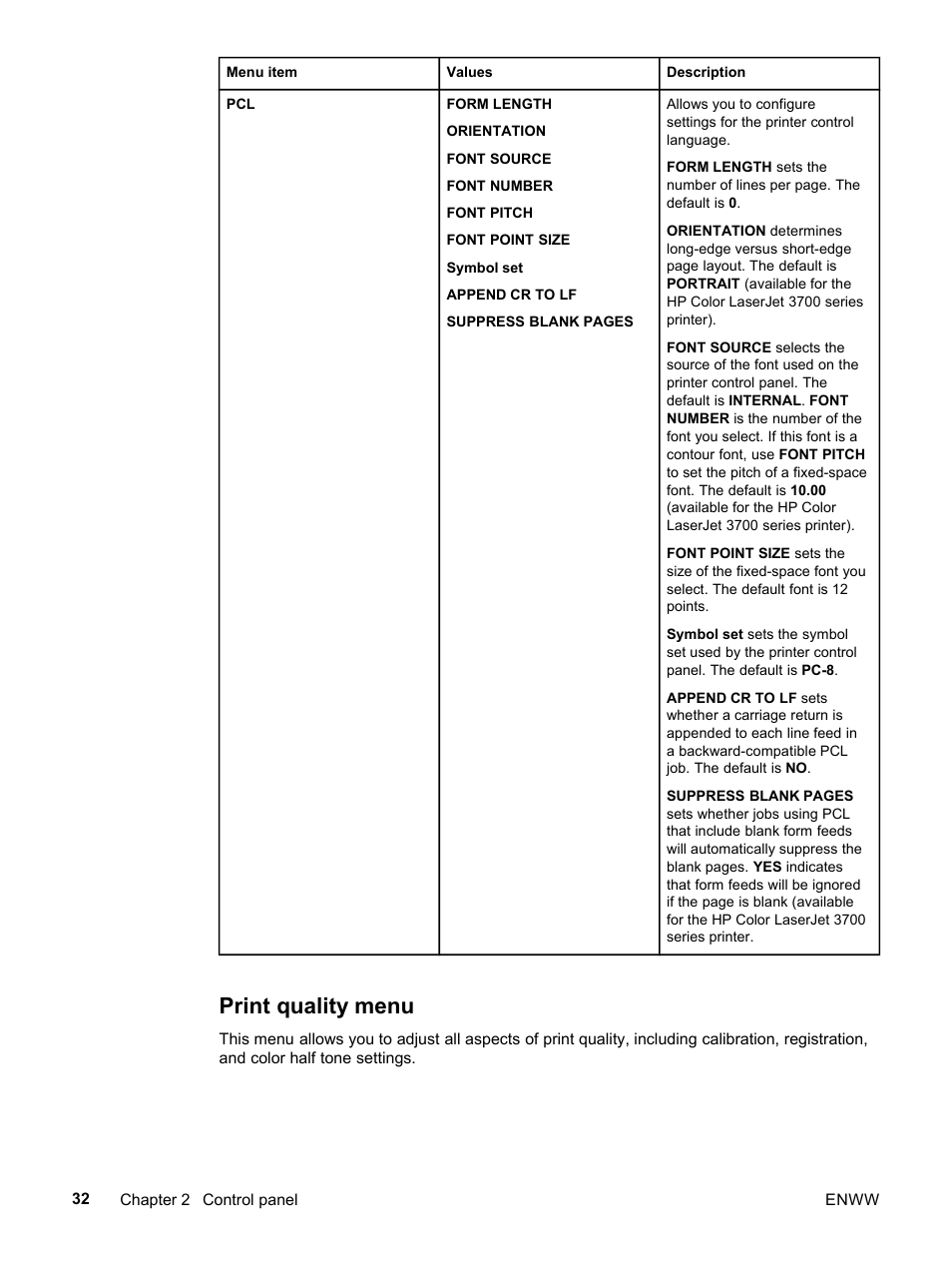 Print quality menu | HP 3500 User Manual | Page 44 / 252