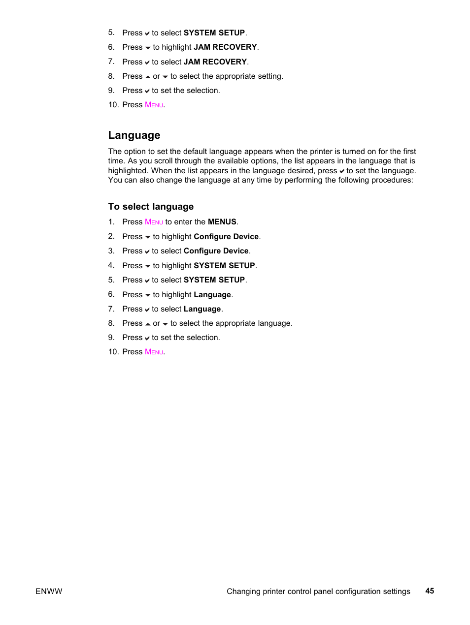 Language | HP 3500 User Manual | Page 57 / 252