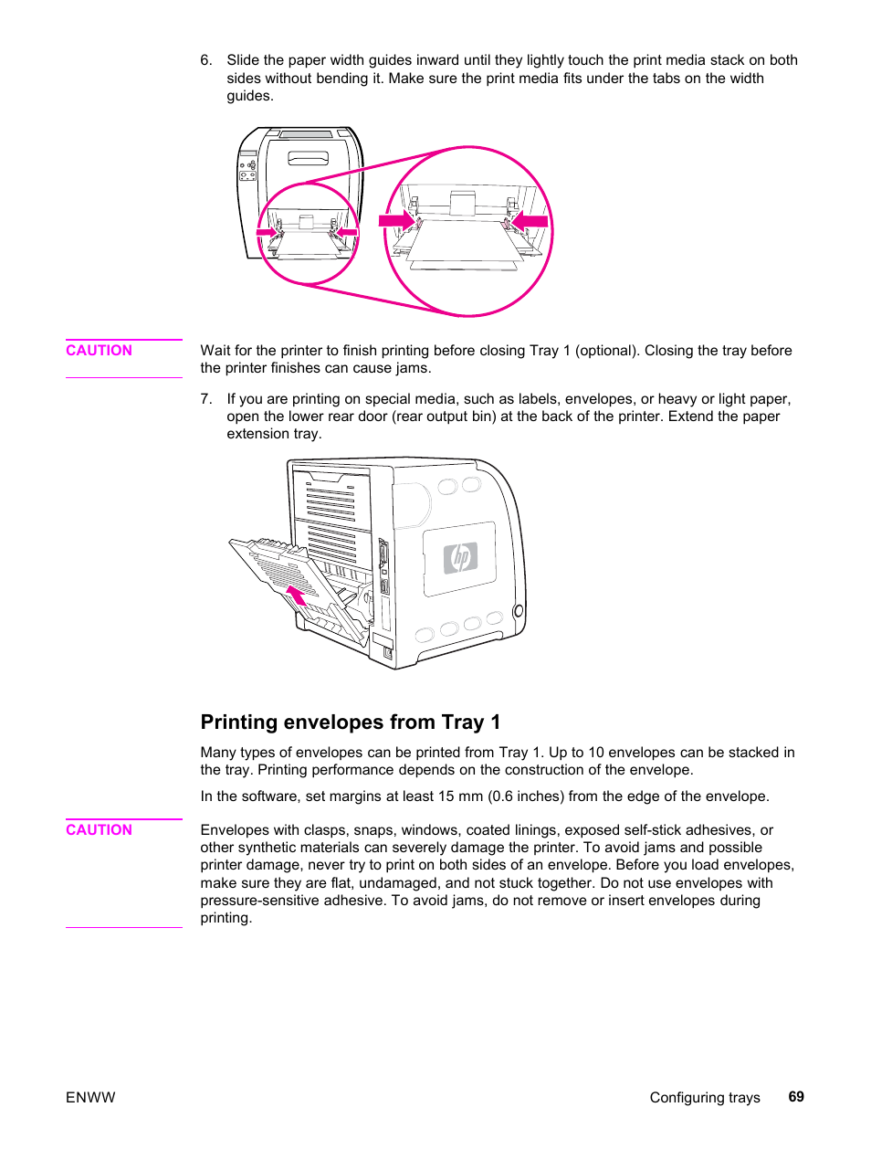 Printing envelopes from tray 1 | HP 3500 User Manual | Page 81 / 252