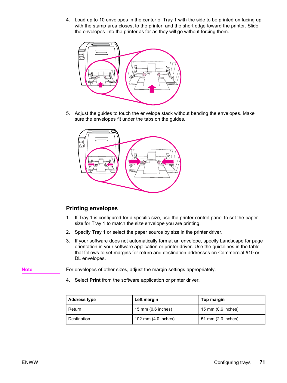 Printing envelopes | HP 3500 User Manual | Page 83 / 252