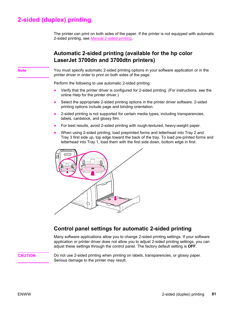 Sided (duplex) printing | HP 3500 User Manual | Page 93 / 252