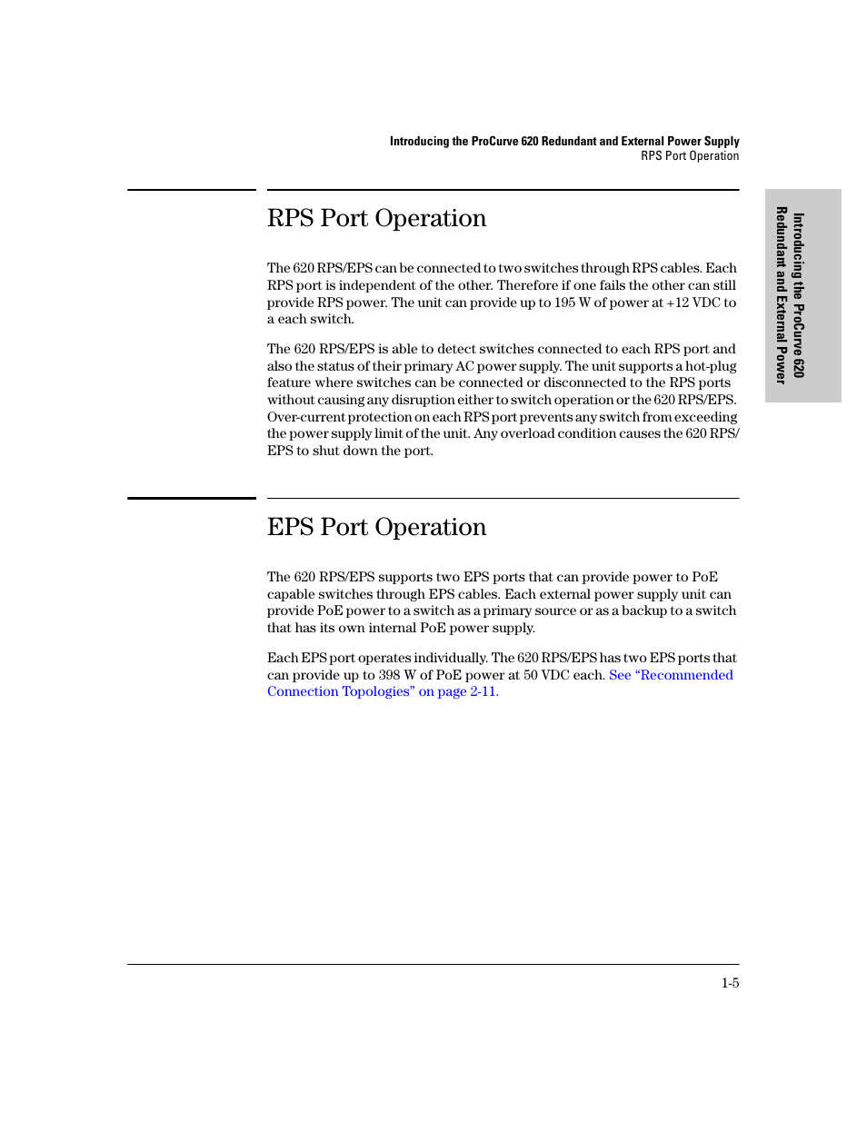 Rps port operation, Eps port operation, Rps port operation -5 | Eps port operation -5 | HP 620 User Manual | Page 11 / 50