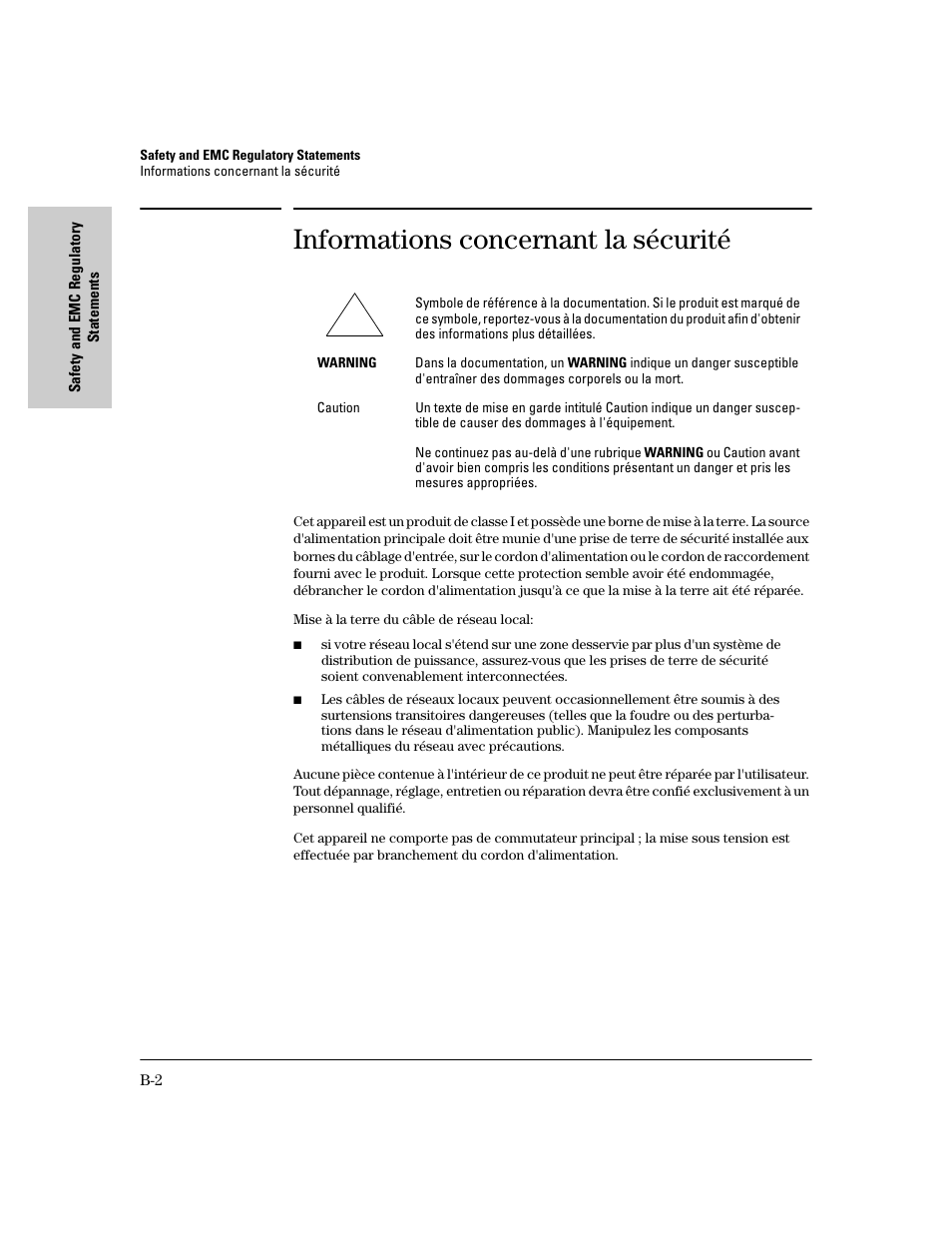 Informations concernant la sécurité | HP 620 User Manual | Page 34 / 50