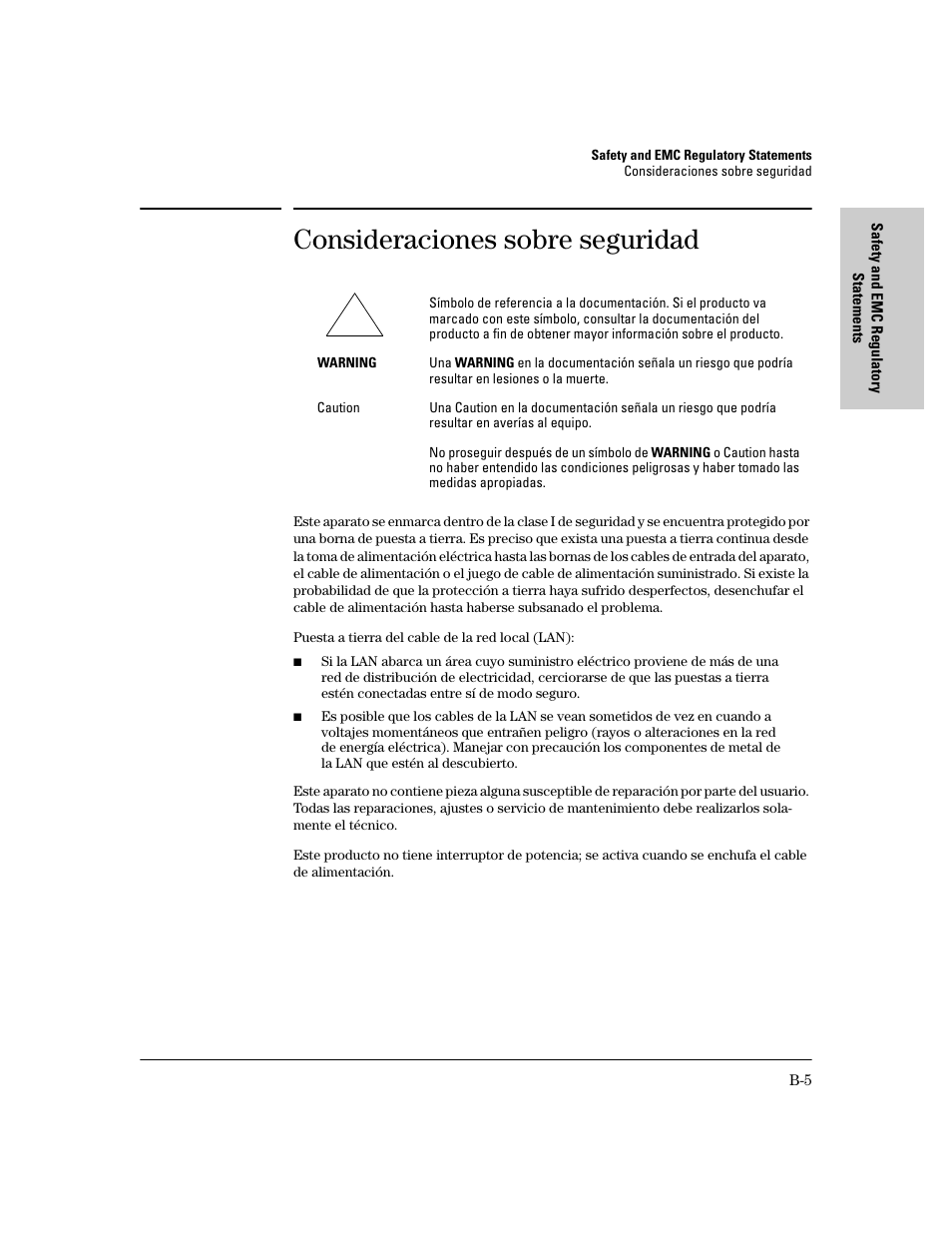 Consideraciones sobre seguridad | HP 620 User Manual | Page 37 / 50