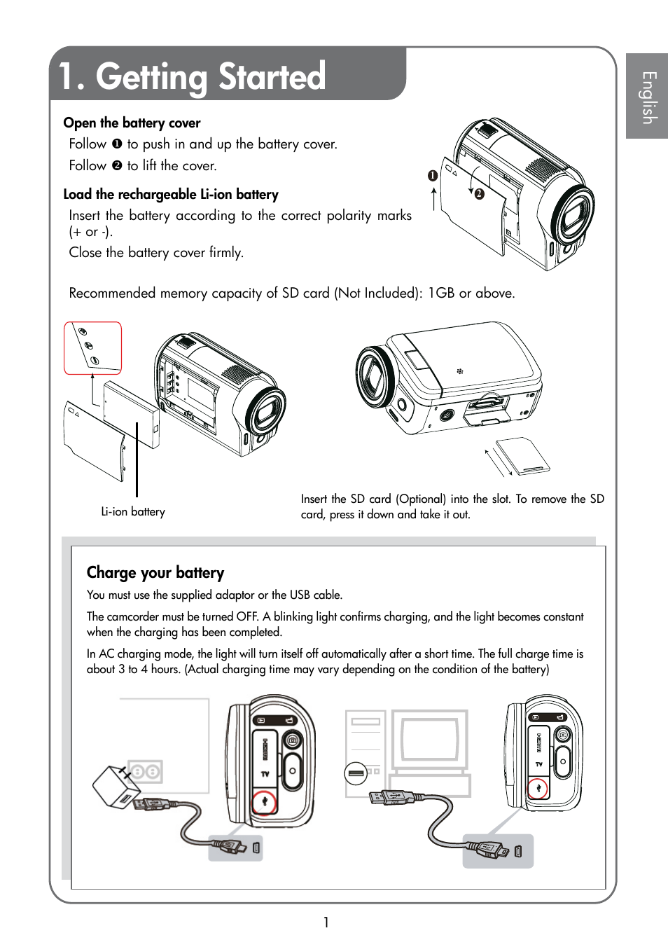 Getting started, English | HP T200 User Manual | Page 3 / 10