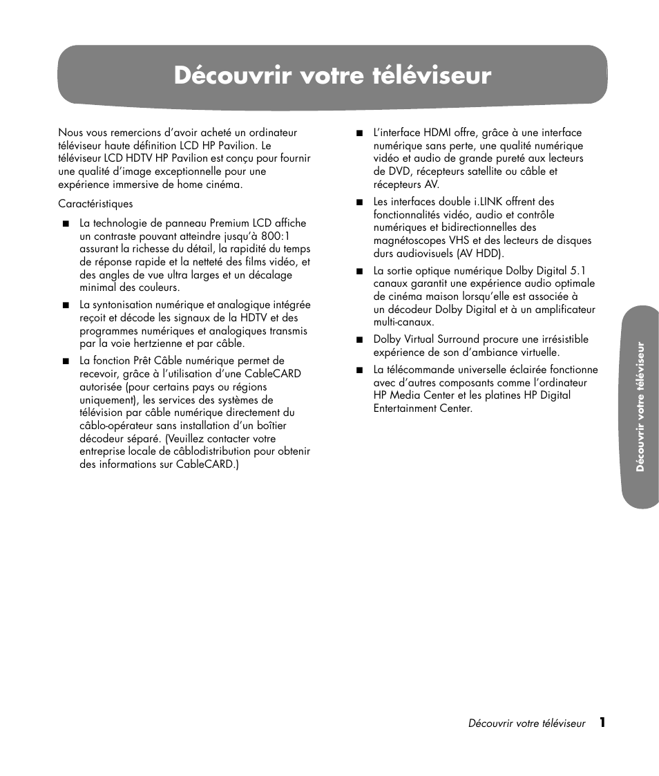 Découvrir votre téléviseur | HP Pavilion LC3700N User Manual | Page 109 / 322