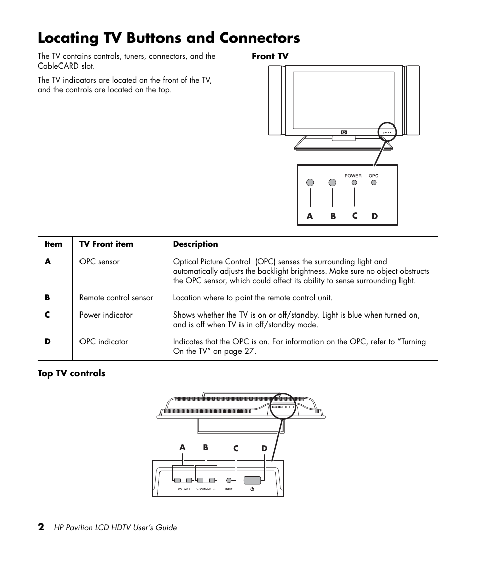 Locating tv buttons and connectors | HP Pavilion LC3700N User Manual | Page 12 / 322