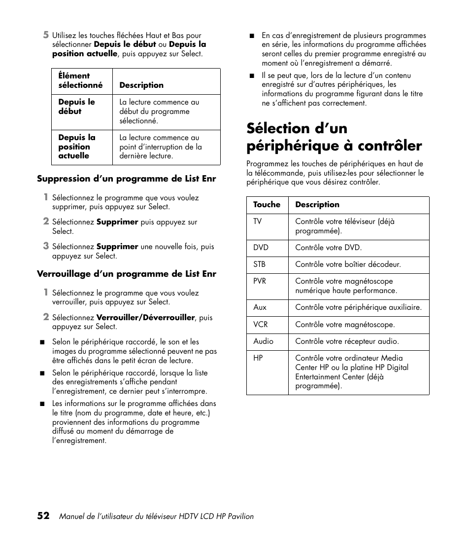 Sélection d’un périphérique à contrôler | HP Pavilion LC3700N User Manual | Page 160 / 322