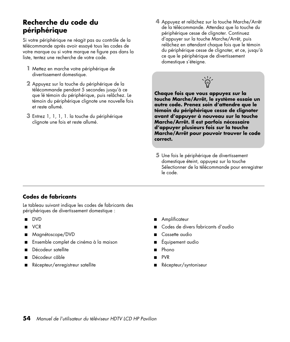 Recherche du code du périphérique | HP Pavilion LC3700N User Manual | Page 162 / 322