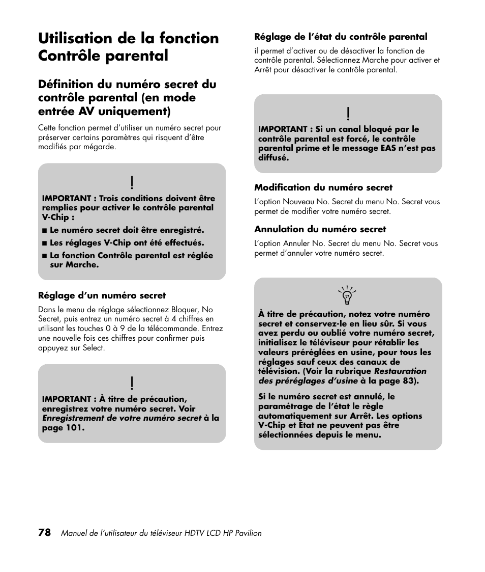 Utilisation de la fonction contrôle parental | HP Pavilion LC3700N User Manual | Page 186 / 322