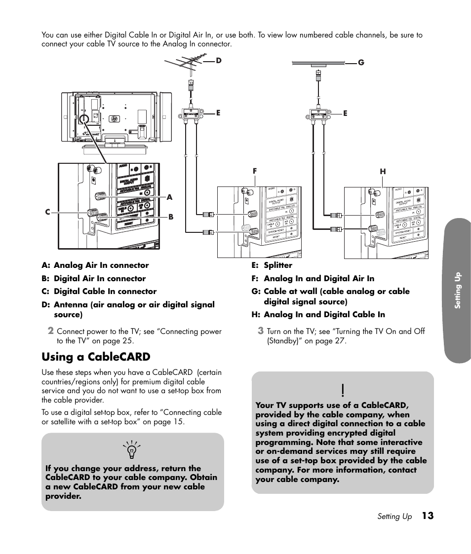 Using a cablecard | HP Pavilion LC3700N User Manual | Page 23 / 322