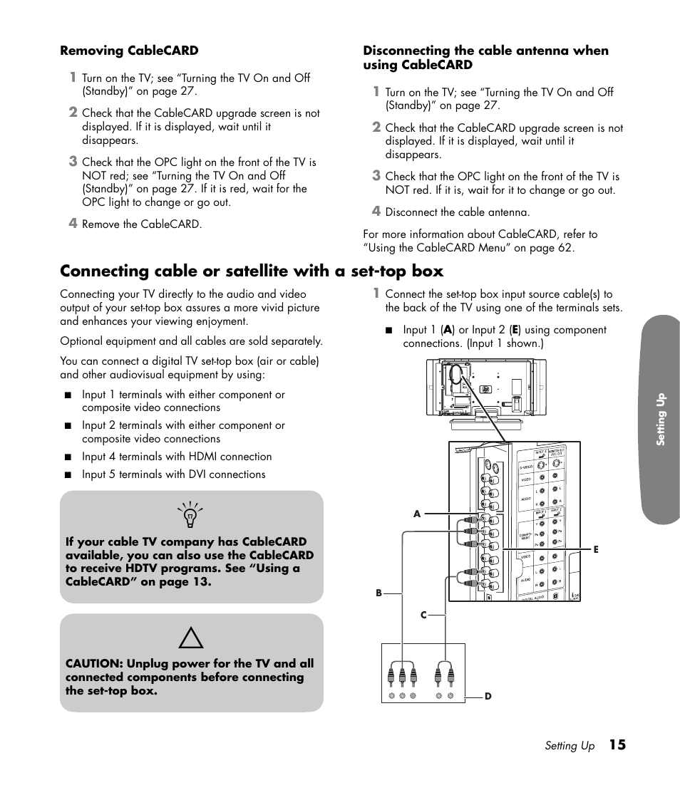 Connecting cable or satellite with a set-top box | HP Pavilion LC3700N User Manual | Page 25 / 322