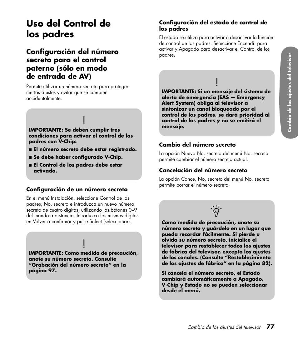 Uso del control de los padres | HP Pavilion LC3700N User Manual | Page 301 / 322