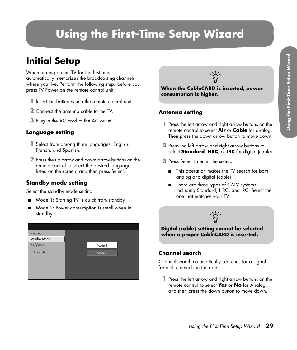 Using the first-time setup wizard, Initial setup | HP Pavilion LC3700N User Manual | Page 39 / 322