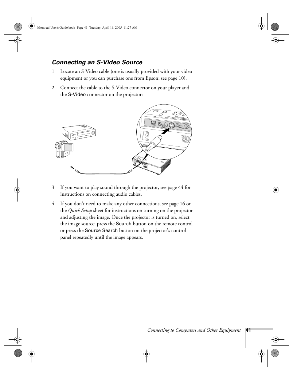 Connecting an s-video source | HP 760c User Manual | Page 41 / 101