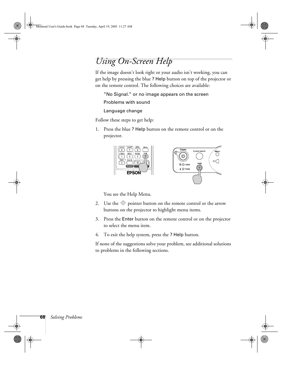 Using on-screen help | HP 760c User Manual | Page 68 / 101