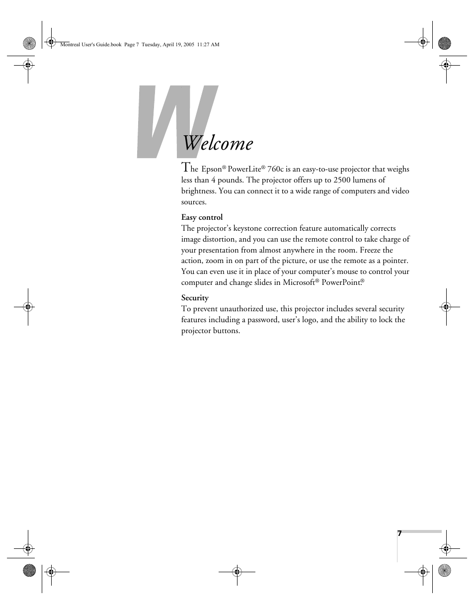 Welcome | HP 760c User Manual | Page 7 / 101