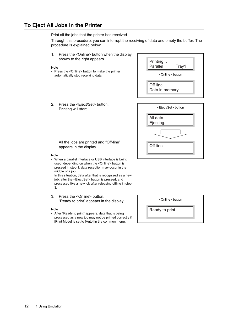 To eject all jobs in the printer | HP 240A User Manual | Page 12 / 40