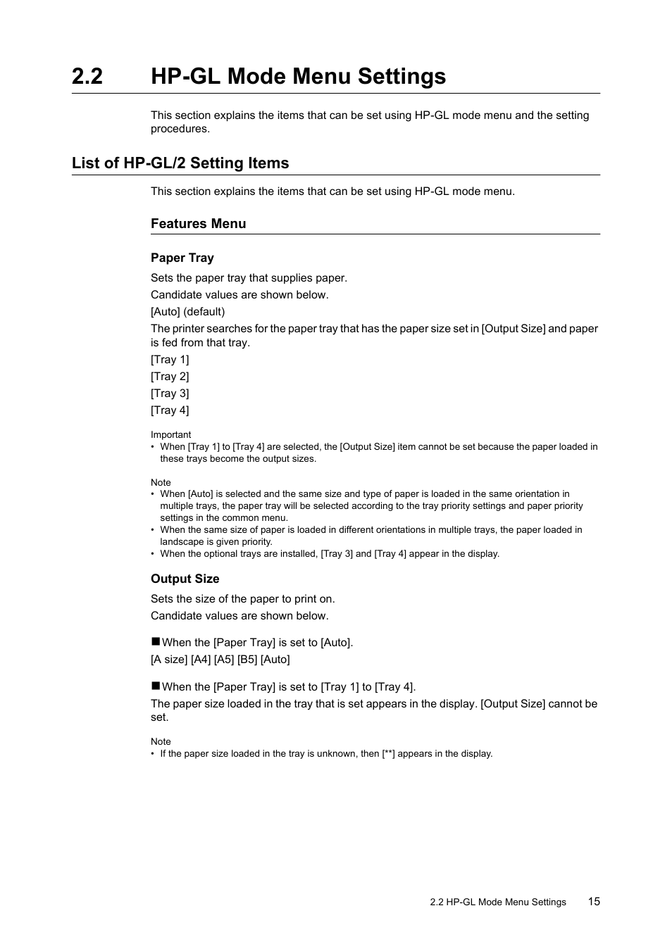 2 hp-gl mode menu settings, List of hp-gl/2 setting items | HP 240A User Manual | Page 15 / 40