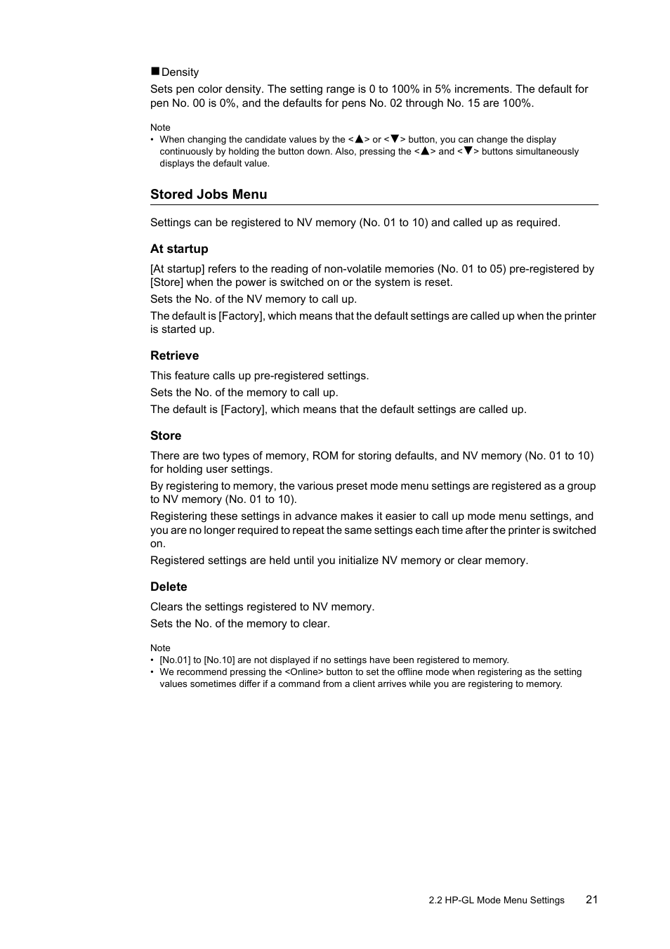 Stored jobs menu | HP 240A User Manual | Page 21 / 40