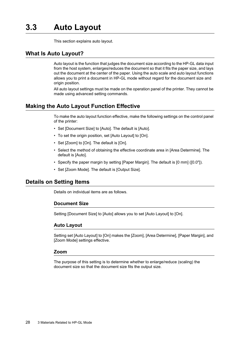 3 auto layout, What is auto layout, Making the auto layout function effective | Details on setting items | HP 240A User Manual | Page 28 / 40