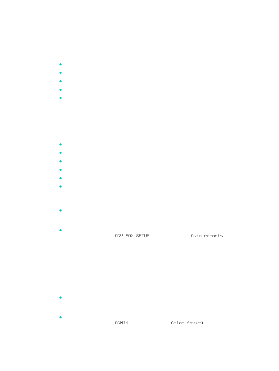 Configuring fax options, Setting the automatic printing of fax reports, Allowing and restricting color faxing | HP 9100 series User Manual | Page 126 / 280