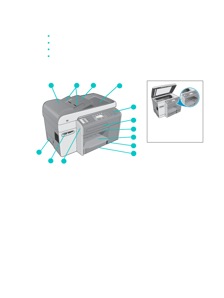 Understanding the all-in-one parts, Front view | HP 9100 series User Manual | Page 16 / 280